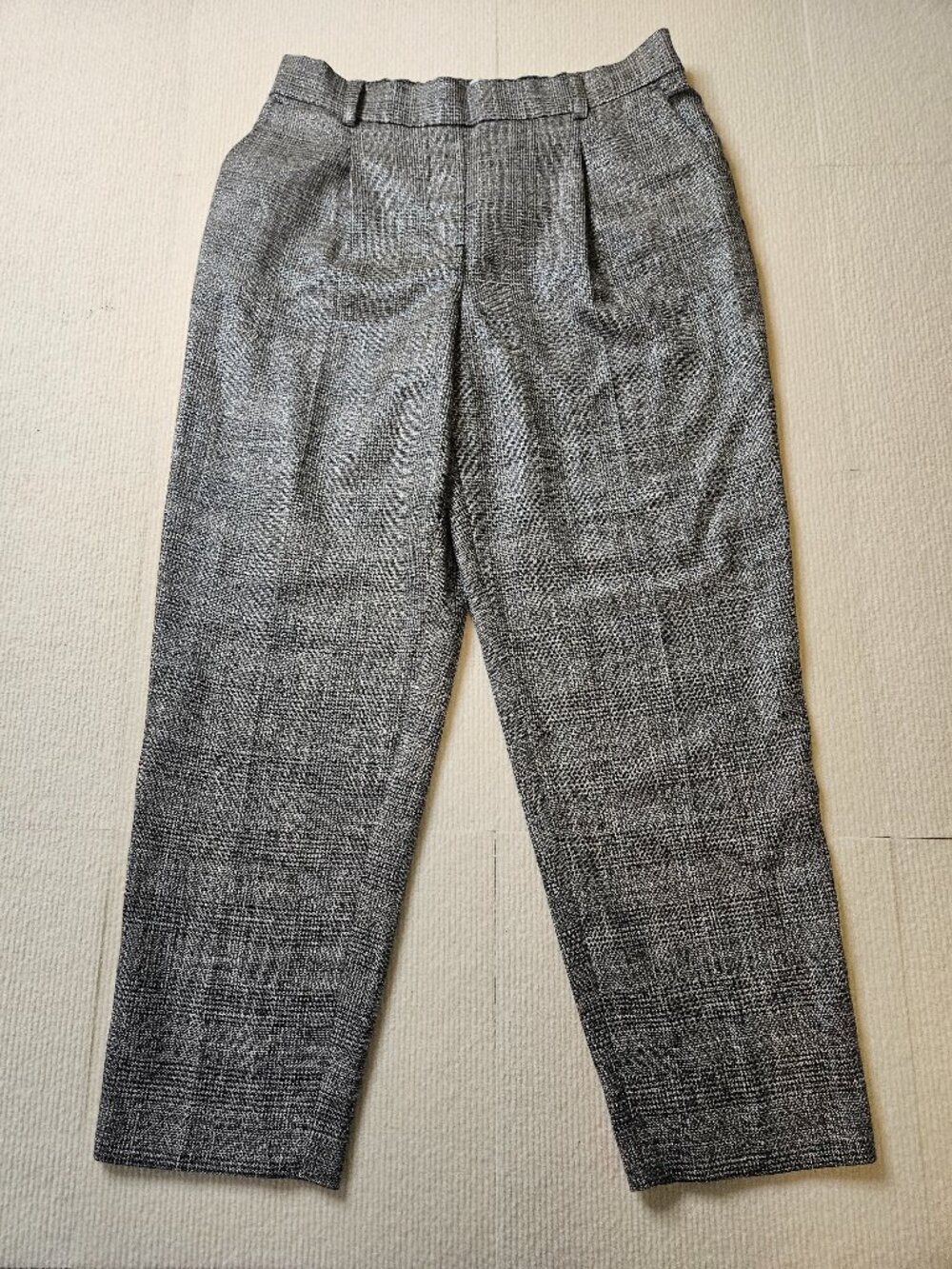 Loft black/white/metallic plaid ankle pants - size Medium